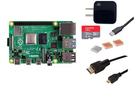 Kit Raspberry Pi 4 B 8gb Orig Uk Element14 + Fuente 3A + Disipadores + HDMI + Mem 32gb   RPI0075